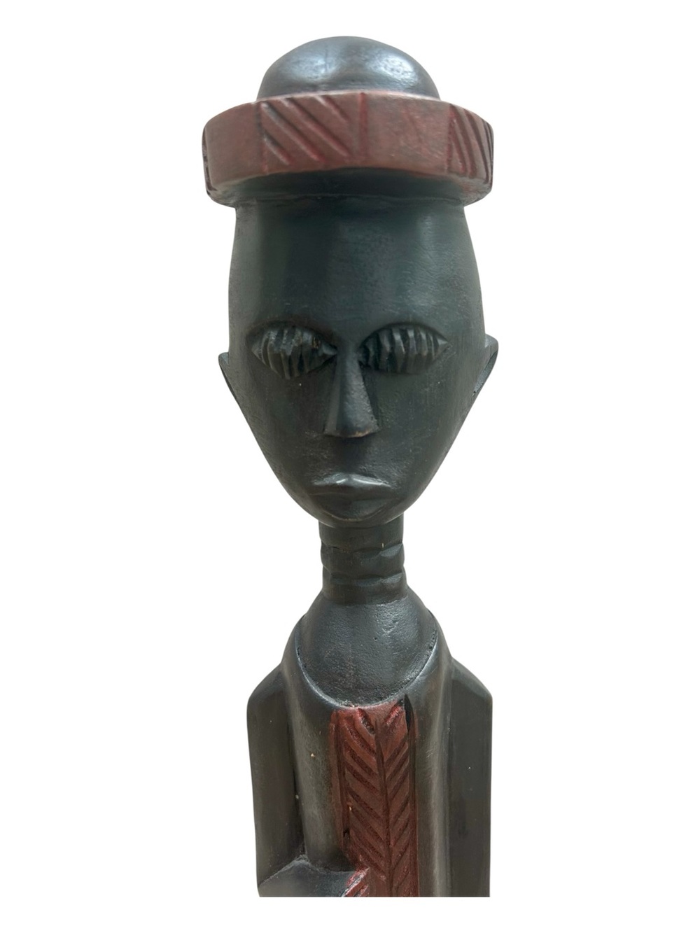 Vintage African Hand Carved Wood Elongated Figure Statue Boho Art 21”